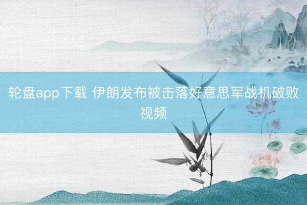 轮盘app下载 伊朗发布被击落好意思军战机破败视频