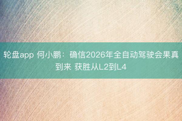 轮盘app 何小鹏：确信2026年全自动驾驶会果真到来 获胜从L2到L4
