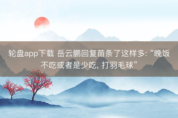轮盘app下载 岳云鹏回复苗条了这样多: “晚饭不吃或者是少吃， 打羽毛球”