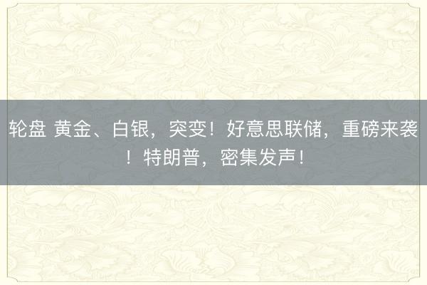 轮盘 黄金、白银，突变！好意思联储，重磅来袭！特朗普，密集发声！