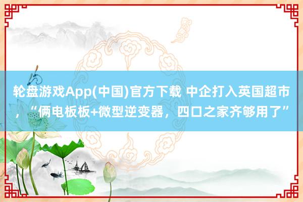 轮盘游戏App(中国)官方下载 中企打入英国超市，“俩电板板+微型逆变器，四口之家齐够用了”