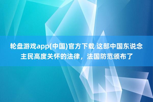 轮盘游戏app(中国)官方下载 这部中国东说念主民高度关怀的法律，法国防范颁布了