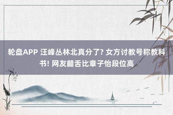 轮盘APP 汪峰丛林北真分了? 女方讨教号称教科书! 网友齰舌比章子怡段位高