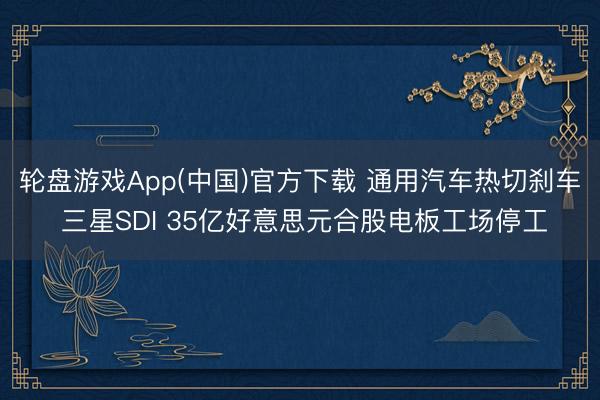 轮盘游戏App(中国)官方下载 通用汽车热切刹车 三星SDI 35亿好意思元合股电板工场停工