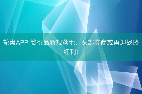 轮盘APP 繁衍品新规落地，头部券商或再迎战略红利！
