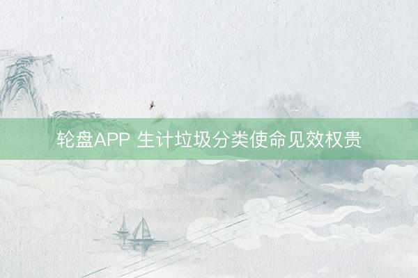 轮盘APP 生计垃圾分类使命见效权贵