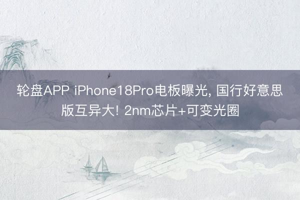 轮盘APP iPhone18Pro电板曝光， 国行好意思版互异大! 2nm芯片+可变光圈