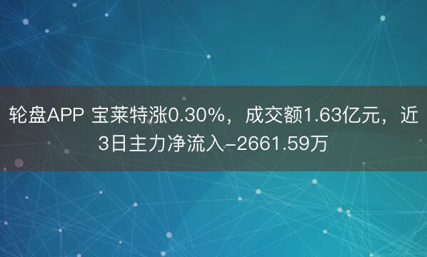 轮盘APP 宝莱特涨0.30%，成交额1.63亿元，近3日主力净流入-2661.59万