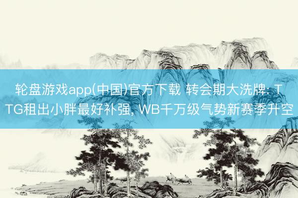 轮盘游戏app(中国)官方下载 转会期大洗牌: TTG租出小胖最好补强， WB千万级气势新赛季升空